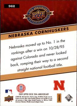 2009 Upper Deck 20th Anniversary #962 Nebraska Cornhuskers Back