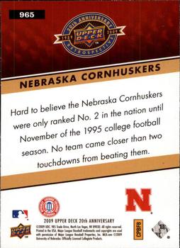 2009 Upper Deck 20th Anniversary #965 Nebraska Cornhuskers Back