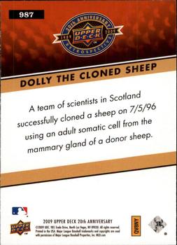 2009 Upper Deck 20th Anniversary #987 Dolly the Cloned Sheep Back