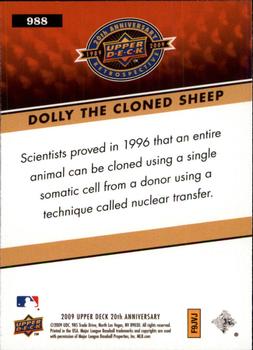 2009 Upper Deck 20th Anniversary #988 Dolly the Cloned Sheep Back