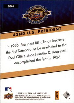 2009 Upper Deck 20th Anniversary #994 Bill Clinton Back