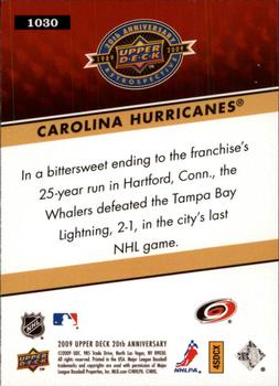 2009 Upper Deck 20th Anniversary #1030 Carolina Hurricanes Back