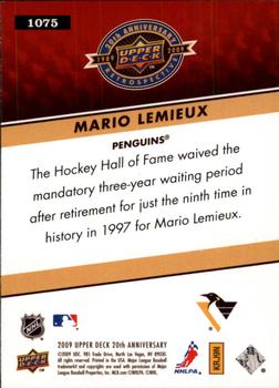 2009 Upper Deck 20th Anniversary #1075 Mario Lemieux Back