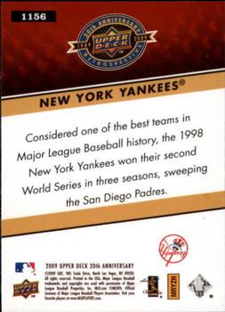 2009 Upper Deck 20th Anniversary #1156 New York Yankees Back