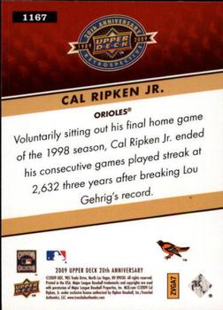 2009 Upper Deck 20th Anniversary #1167 Cal Ripken Jr. Back