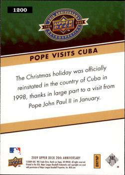 2009 Upper Deck 20th Anniversary #1200 Pope John Paul II Back