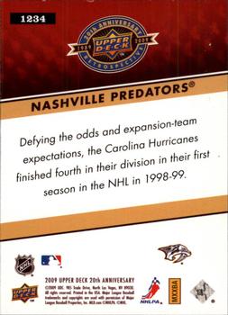 2009 Upper Deck 20th Anniversary #1234 Nashville Predators Back