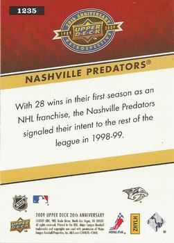 2009 Upper Deck 20th Anniversary #1235 Nashville Predators Back