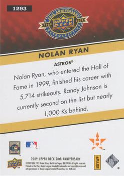 2009 Upper Deck 20th Anniversary #1293 Nolan Ryan Back