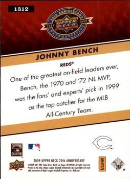 2009 Upper Deck 20th Anniversary #1312 Johnny Bench Back