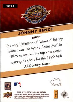 2009 Upper Deck 20th Anniversary #1314 Johnny Bench Back