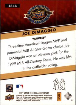 2009 Upper Deck 20th Anniversary #1346 Joe DiMaggio Back