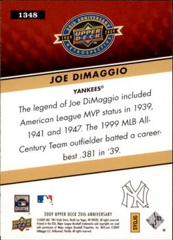2009 Upper Deck 20th Anniversary #1348 Joe DiMaggio Back