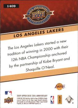 2009 Upper Deck 20th Anniversary #1409 Los Angeles Lakers Back