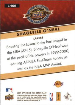 2009 Upper Deck 20th Anniversary #1469 Shaquille O'Neal Back