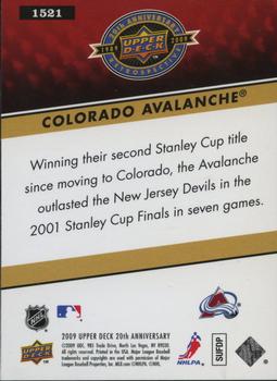 2009 Upper Deck 20th Anniversary #1521 Colorado Avalanche Back