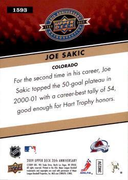 2009 Upper Deck 20th Anniversary #1593 Joe Sakic Back