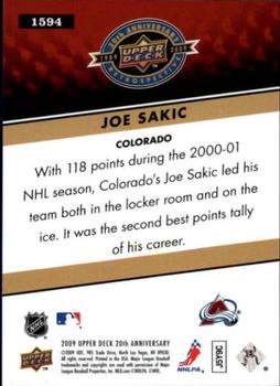 2009 Upper Deck 20th Anniversary #1594 Joe Sakic Back