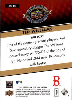 2009 Upper Deck 20th Anniversary #1646 Ted Williams Back