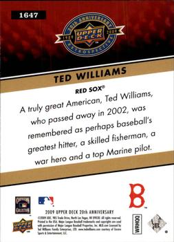 2009 Upper Deck 20th Anniversary #1647 Ted Williams Back