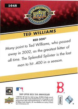 2009 Upper Deck 20th Anniversary #1648 Ted Williams Back