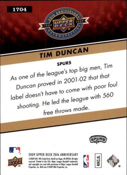 2009 Upper Deck 20th Anniversary #1704 Tim Duncan Back