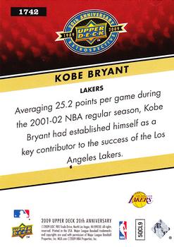 2009 Upper Deck 20th Anniversary #1742 Kobe Bryant Back