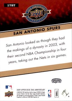 2009 Upper Deck 20th Anniversary #1787 San Antonio Spurs Back