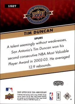 2009 Upper Deck 20th Anniversary #1827 Tim Duncan Back