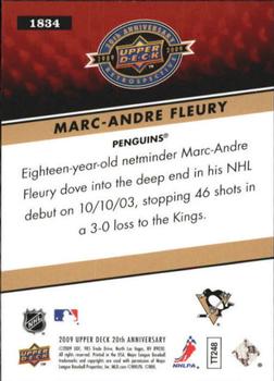 2009 Upper Deck 20th Anniversary #1834 Marc-Andre Fleury Back