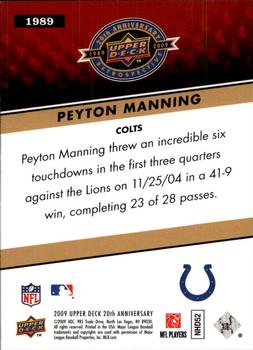 2009 Upper Deck 20th Anniversary #1989 Peyton Manning Back