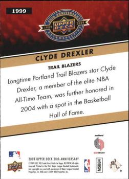 2009 Upper Deck 20th Anniversary #1999 Clyde Drexler Back
