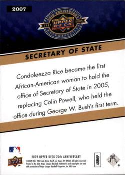 2009 Upper Deck 20th Anniversary #2007 Condeleeza Rice Back