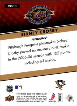 2009 Upper Deck 20th Anniversary #2063 Sidney Crosby Back