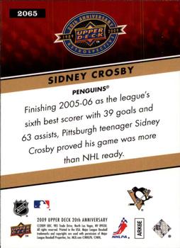 2009 Upper Deck 20th Anniversary #2065 Sidney Crosby Back