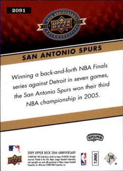 2009 Upper Deck 20th Anniversary #2091 San Antonio Spurs Back