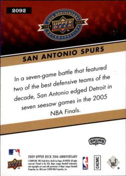 2009 Upper Deck 20th Anniversary #2092 San Antonio Spurs Back