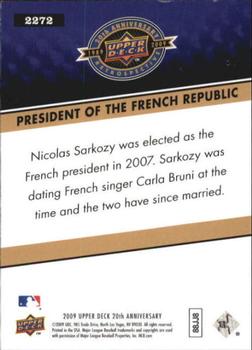 2009 Upper Deck 20th Anniversary #2272 Nicolas Sarkozy Back