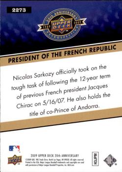 2009 Upper Deck 20th Anniversary #2273 Nicolas Sarkozy Back