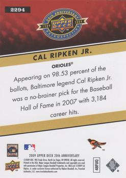 2009 Upper Deck 20th Anniversary #2294 Cal Ripken Jr. Back