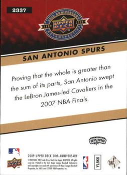 2009 Upper Deck 20th Anniversary #2337 San Antonio Spurs Back