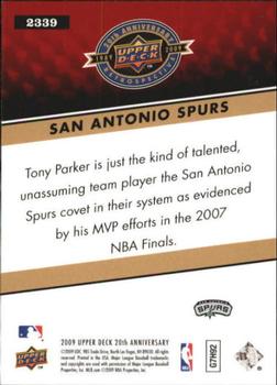 2009 Upper Deck 20th Anniversary #2339 San Antonio Spurs Back