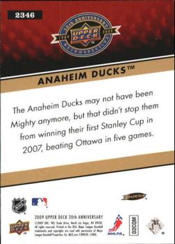 2009 Upper Deck 20th Anniversary #2346 Anaheim Mighty Ducks Back