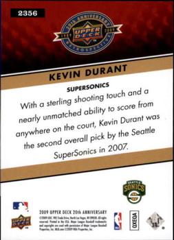 2009 Upper Deck 20th Anniversary #2356 Kevin Durant Back