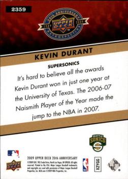 2009 Upper Deck 20th Anniversary #2359 Kevin Durant Back