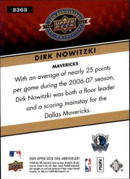 2009 Upper Deck 20th Anniversary #2363 Dirk Nowitzki Back