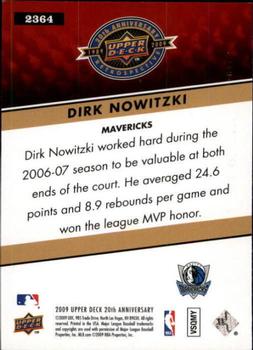 2009 Upper Deck 20th Anniversary #2364 Dirk Nowitzki Back