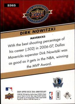 2009 Upper Deck 20th Anniversary #2365 Dirk Nowitzki Back