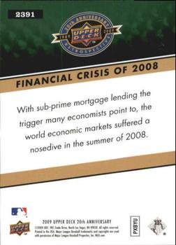 2009 Upper Deck 20th Anniversary #2391 Financial Crisis of 2008 Back