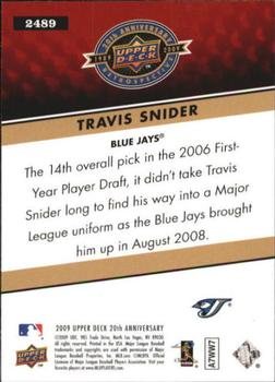 2009 Upper Deck 20th Anniversary #2489 Travis Snider Back